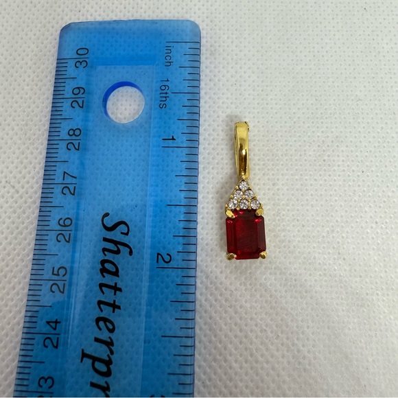 Roman Elegant Ruby Red And Gold Cubic Zirconia Rhinestone Pendant Enhancer - Picture 4 of 4